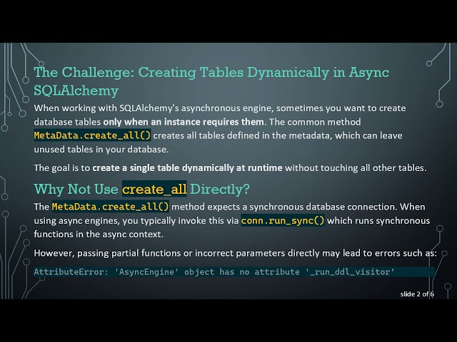 Dynamically Creating a Single Table with SQLAlchemy AsyncIO