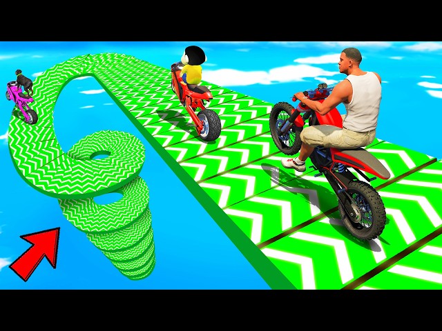 SHINCHAN AND FRANKLIN TRIED THE IMPOSSIBLE SPIRAL SPEED BOOSTER TRACK PARKOUR CHALLENGE GTA 5