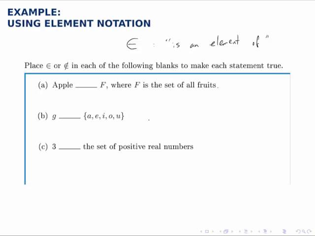 Set Theory Example: Using Element Notation