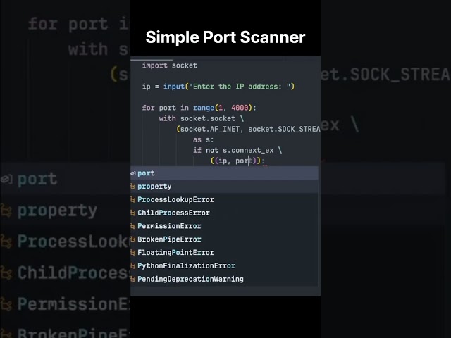 Simple Port Scanner in Python Using the Socket Library #javascript #python #programming #java #short