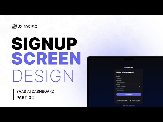 CRM Dashboard UI/UX Design Tutorial | Sign-Up Screen | Part 02