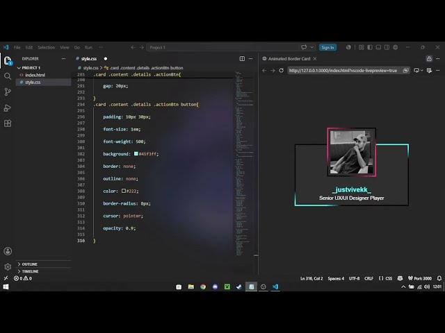Asmr Programming - Animated Border Card using HTML & CSS | No Talking.