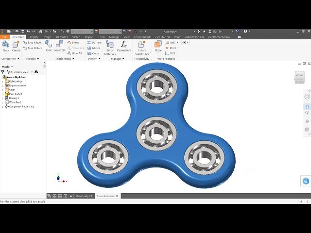 Autodesk inventor Tutorial Design of Fidget Spinner
