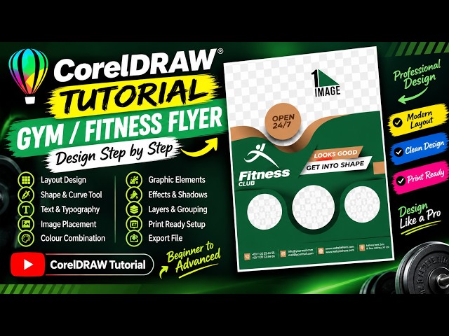 Fitness Club Flyer Design in CorelDRAW | Gym Flyer Tutorial | Step by Step
