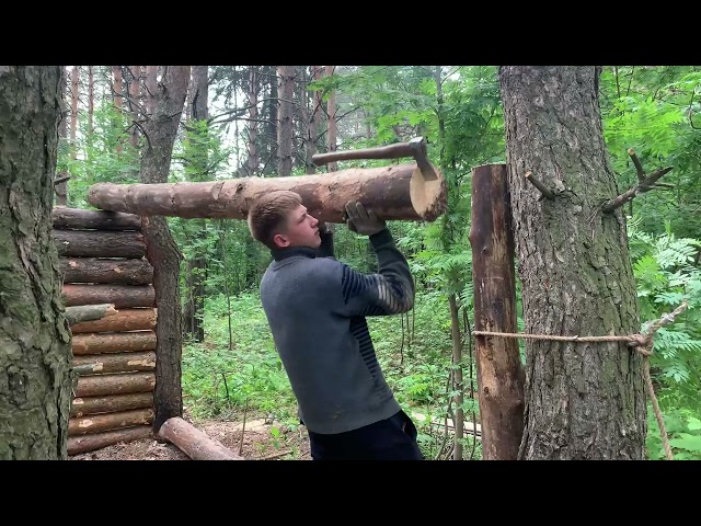 Primitive Hut: Building a Warm Bushcraft Shelter from Scratch | Bushcraft | survival