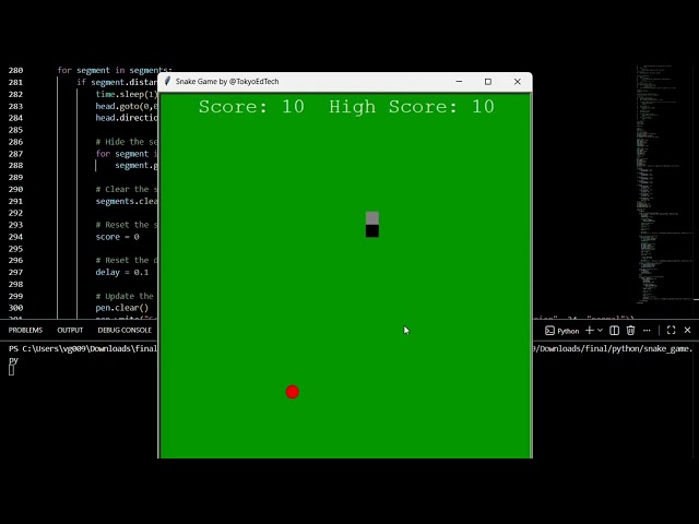 a simple snake game made by using python