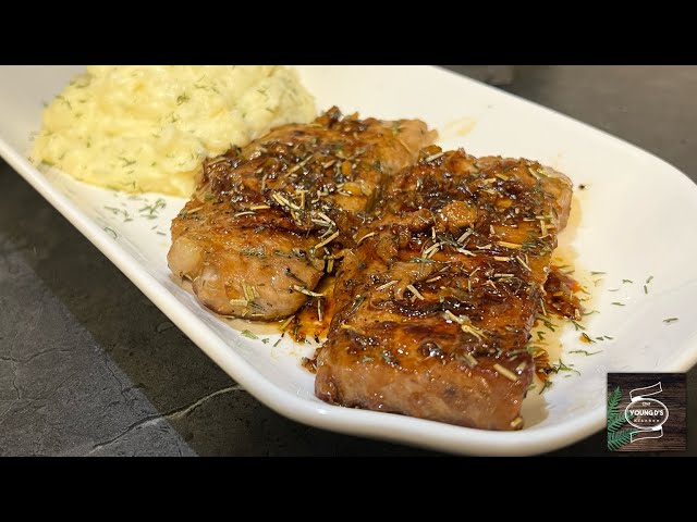 HONEY GARLIC HERBS & BUTTER PORK LOIN CHOPS | PAN SEARED