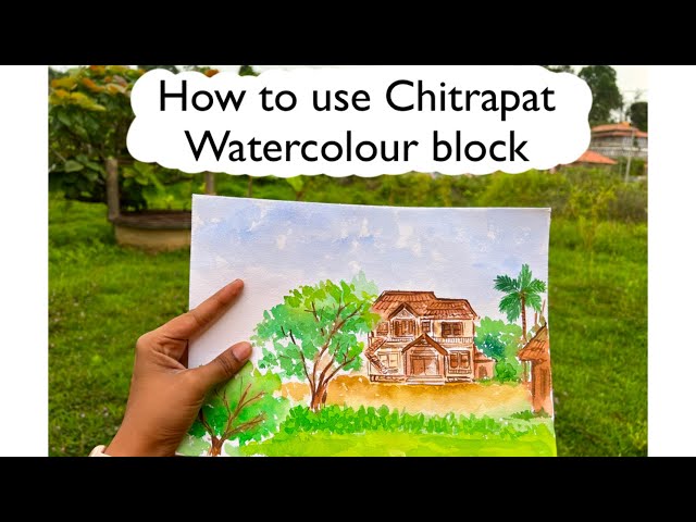 Reseña del desempaquetado del bloc de acuarelas Chitrapat, pintura de paisajes al aire libre en a...