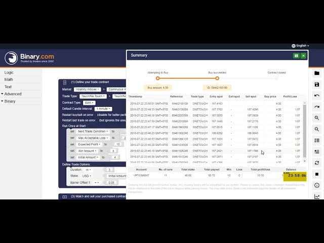 BEST ONETOUCH BINARY BOT   DEMO
