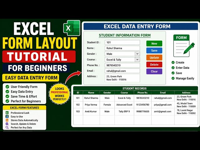 Excel Form Layout Tutorial for Beginners | Easy Data Entry Form