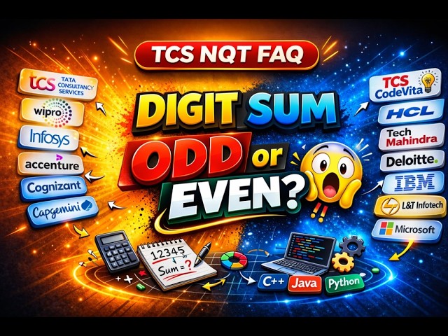 TCS Digital + Prime 2026 | Digit Sum Odd or Even Problem | TCS Prime  Coding Placement Preparation