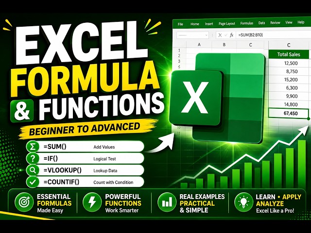 Excel Formulas & Functions for Beginners to Advanced | Master Excel Fast!