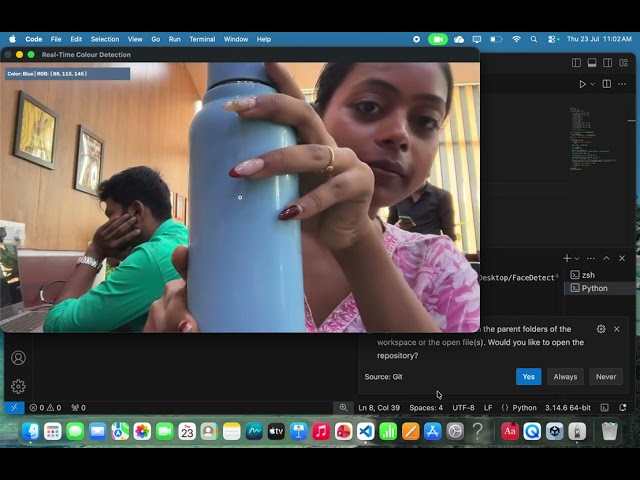 Real-Time Colour Detection System using Python & OpenCV | Internship Project at @travarsa