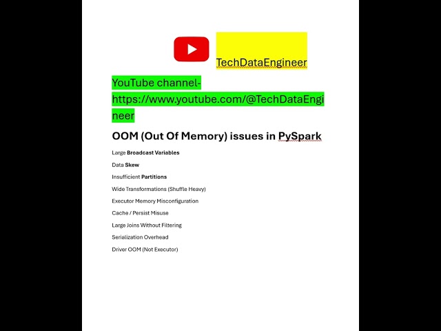 OOM issue in pyspark #ai #education #softwarearchitecture