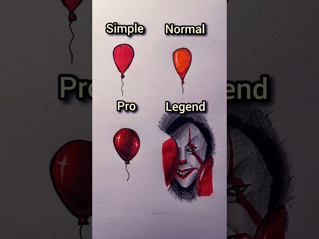 4 ways to draw Balloon 🎈 #howtodraw #drawing #sketch #art #tutorial #pennywise #shorts