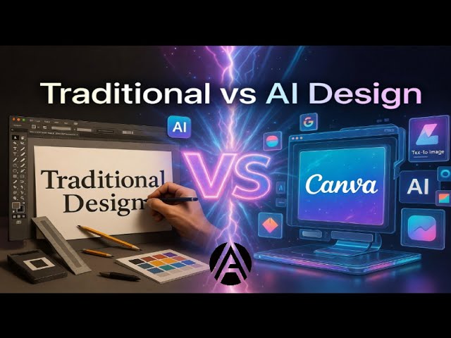 Traditional Designing vs Modern AI Design | Logo Maker vs Canva AI Full Course @100pAct 