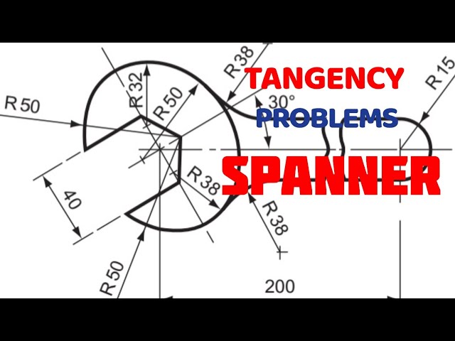 Spanner 1 - Tangency in | Technical drawing | Engineering drawing