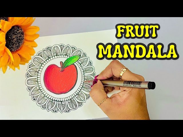Apple Mandala Drawing Tutorial | Simple Fruit Pattern Mandala for Beginners | SwaminiVlogs