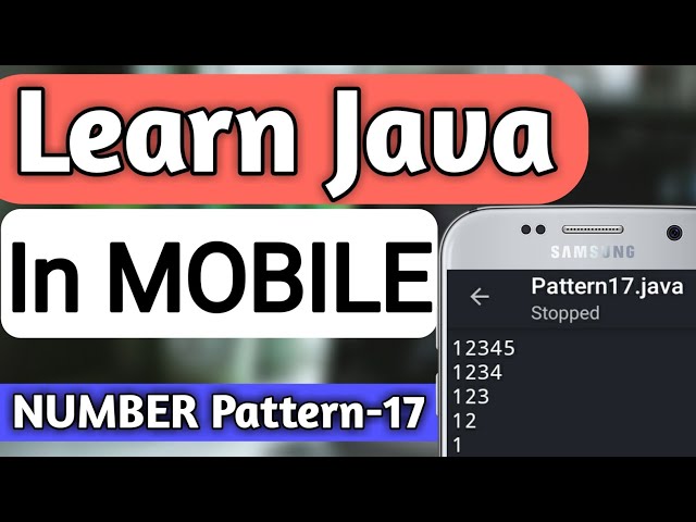 NUMBER Pattern-17 In JAVA | Pattern Programs In Java | Java Pattern Programs | Learn Java In Mobile