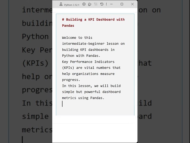 01 Introduction to Building a KPI Dashboard with Pandas