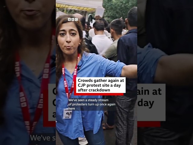 Crowds gather again at CJP protest site a day after crackdown | BBC News India