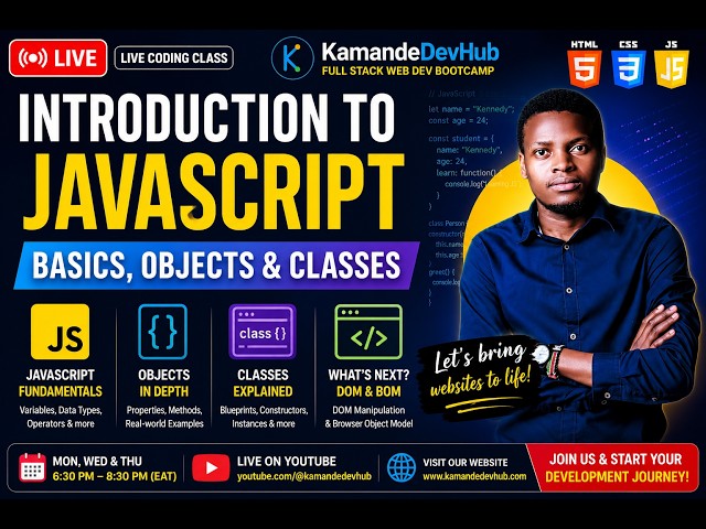 JavaScript for Beginners | Variables, Functions, Objects & Classes | Live Coding