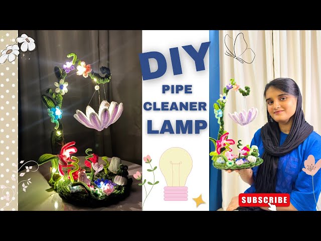 Easy DIY Pipe Cleaner Flower Lamp | Aesthetic Night Lamp Tutorial | @Hibzart 
