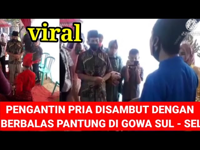 Viral kedatangan pengantin pria disambut dengan tarian golok dan berbalas pantung di Gowa sul-sel