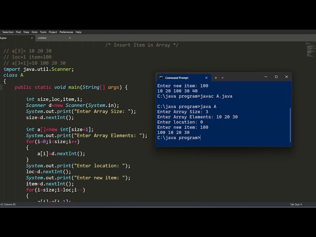 program to insert an element in array | java program