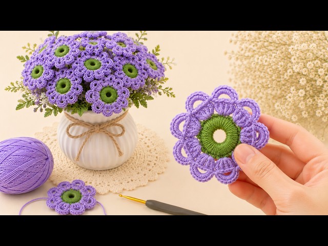 🌼 Stunning Crochet Flower Motif | Easy Step-by-Step Tutorial #crochet #crochettutorial #crochetlove