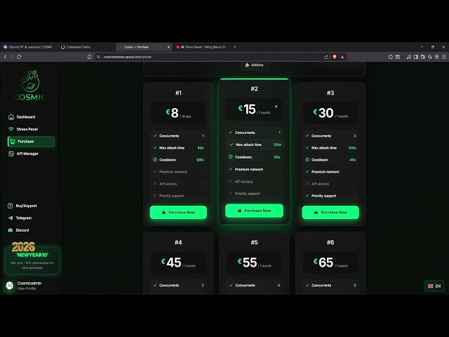 COSMICSTRESSER SHOWCASE | CHEAP | BEST C2/BOTNET/API 2025 | l4 AND l7 DDOS & PAID [VIP METHODS]