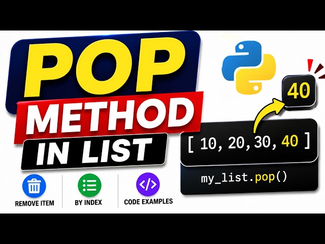 pop method in python | pop function | data structures in python | python tutorial for beginners