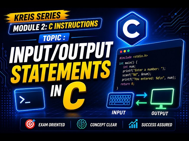 Input and Output Statements in C | Formatted & Unformatted I/O | KREIS Computer Teacher