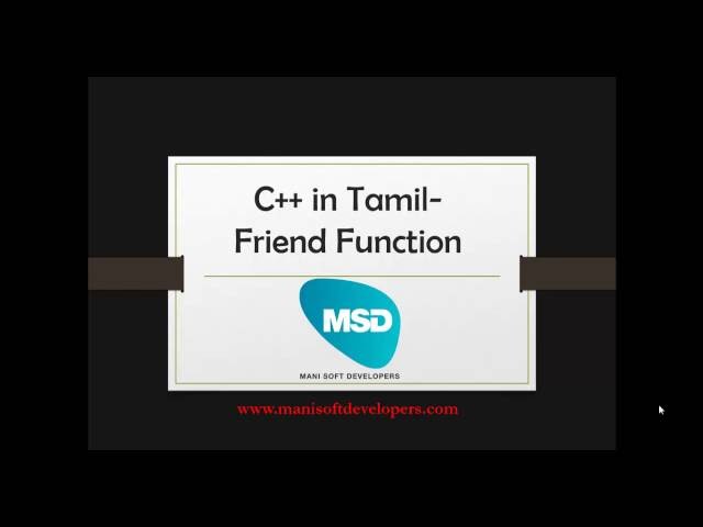 C++ Programming in Tamil - friend Function