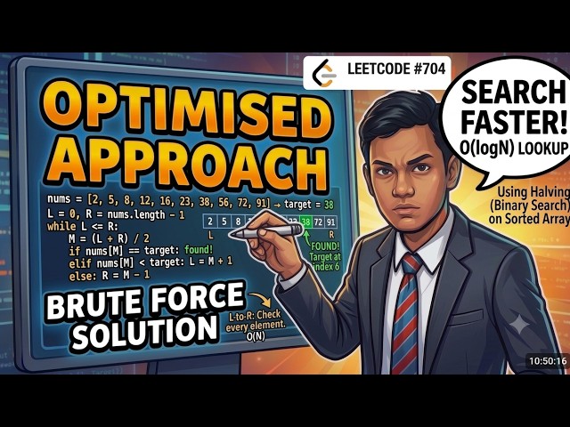 LeetCode 704 - Binary Search | Easy & Optimal Solution Explained