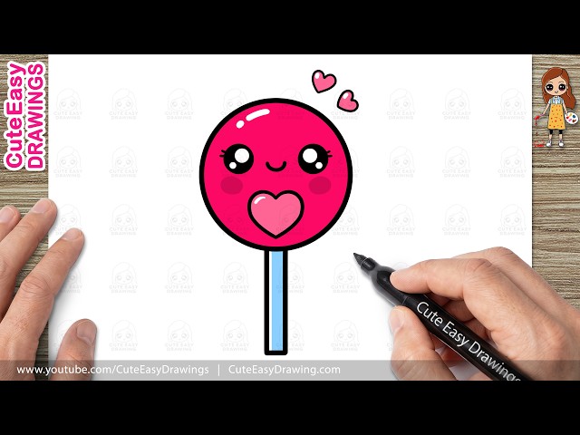 How to Draw a Cute Red Lollipop | Easy Kawaii Candy Drawing for Kids and Toddlers!