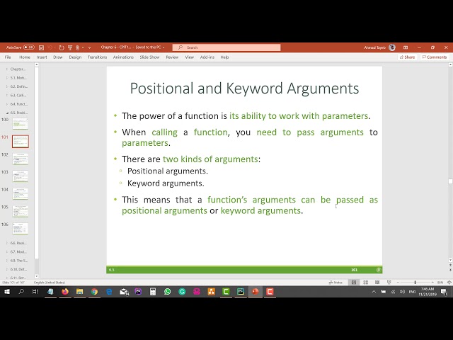 CPIT110 Chapter 6 (#78): 6.5 Positional and Keyword Arguments