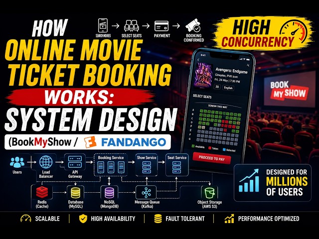 How Online Movie Ticket Booking Works: System Design (BookMyShow/Fandango)  for High Concurrency