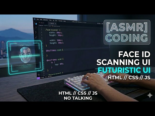 [ASMR] Coding a Futuristic Face ID Scanning UI | HTML & CSS | No Talking