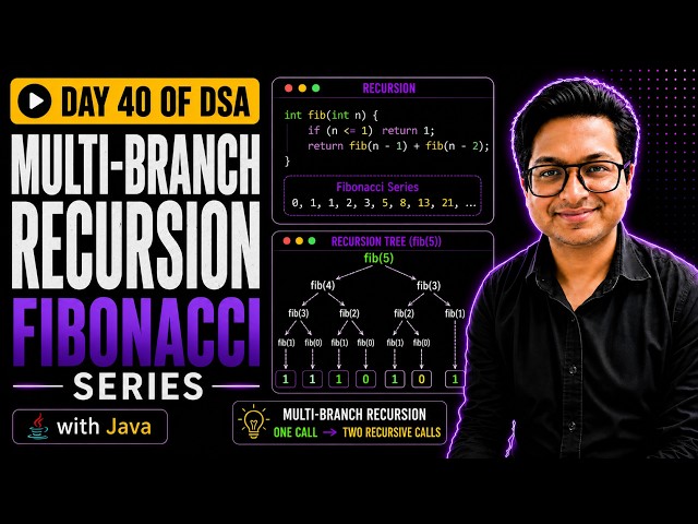 Multi-Branch Recursion & Fibonacci Series | Day 40 of 100 Days of DSA with Java