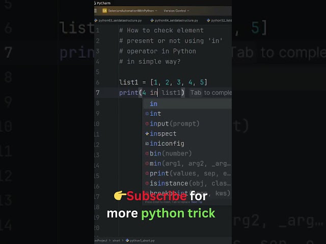 50 : Check Value Exists in List Using in Operator 😱🔥 | #shorts #pythonprogramming #pythontutorial