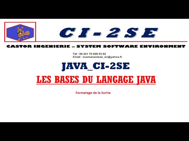 CI2SE Bases Java 022 Formatage Sortie