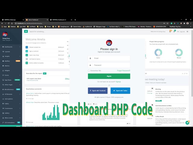 Demo Login to admin dashboard PHP