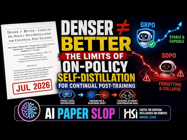 Denser $\neq$ Better: Limits of On-Policy Self-Distillation for Continual Post-Training (Jul 2026)