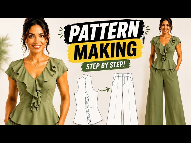 Pattern Making Tutorial ✂️ Elegant Women's Blouse & Wide-Leg Pants | Step-by-Step Sewing Guide