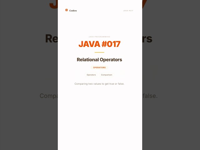 Java - Relational Operators #java #backend #coding #interview #skill #coding #job #developer