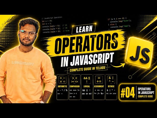 JavaScript Operators in Telugu 🔥 | Arithmetic, Comparison, Logical & More | JS Course #04