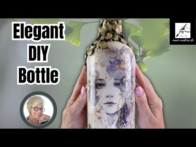 DIY Elegant Wine Bottle Art | Decoupage, Clay & Paint Blending Tutorial!