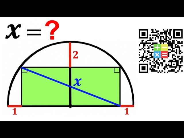 Can you find the diagonal length X? | (Semicircle) | #math  #maths | #geometry