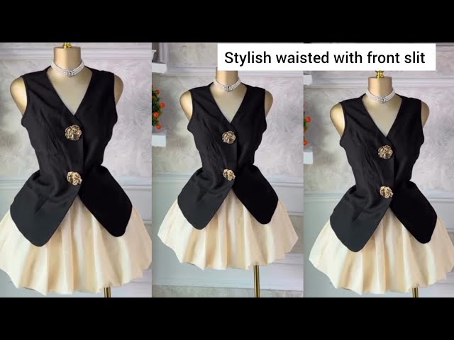 DIY : How to cut a stylish waist coat blouse #viral